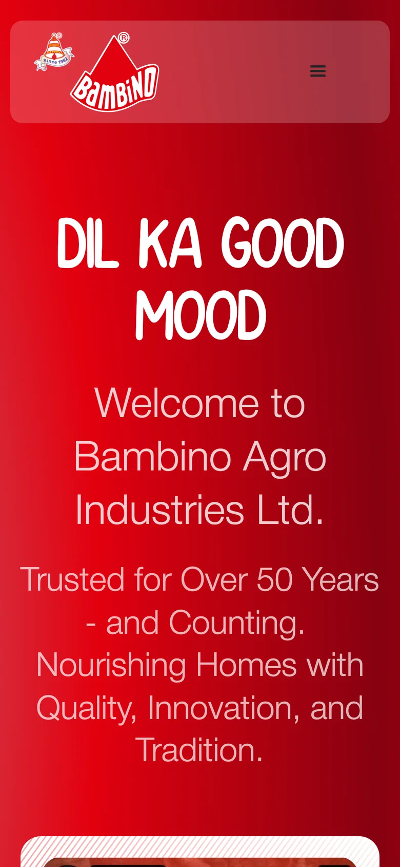 The Bambino homepage on a phone: Dil Ka Good Mood in a single column