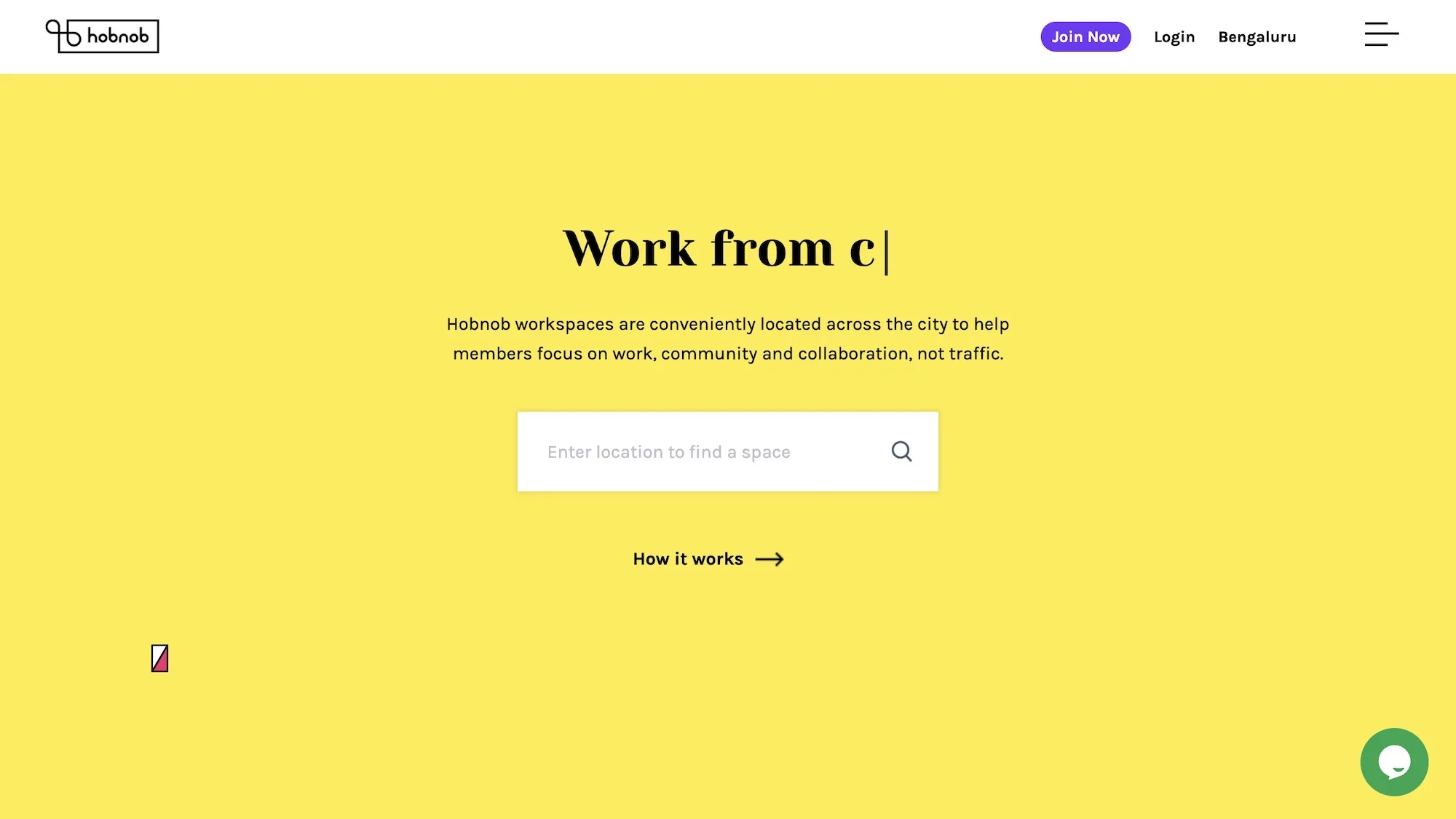 Work from cafés: a location search on a yellow background