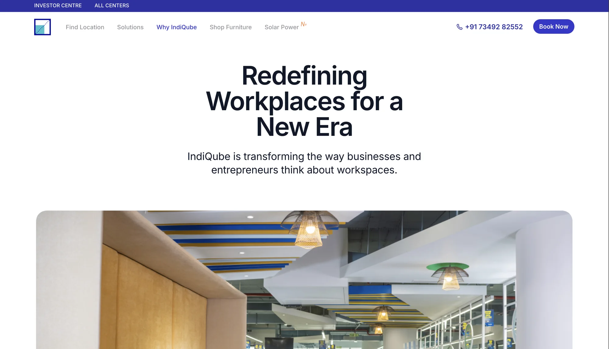 The Why IndiQube page: Redefining Workplaces for a New Era