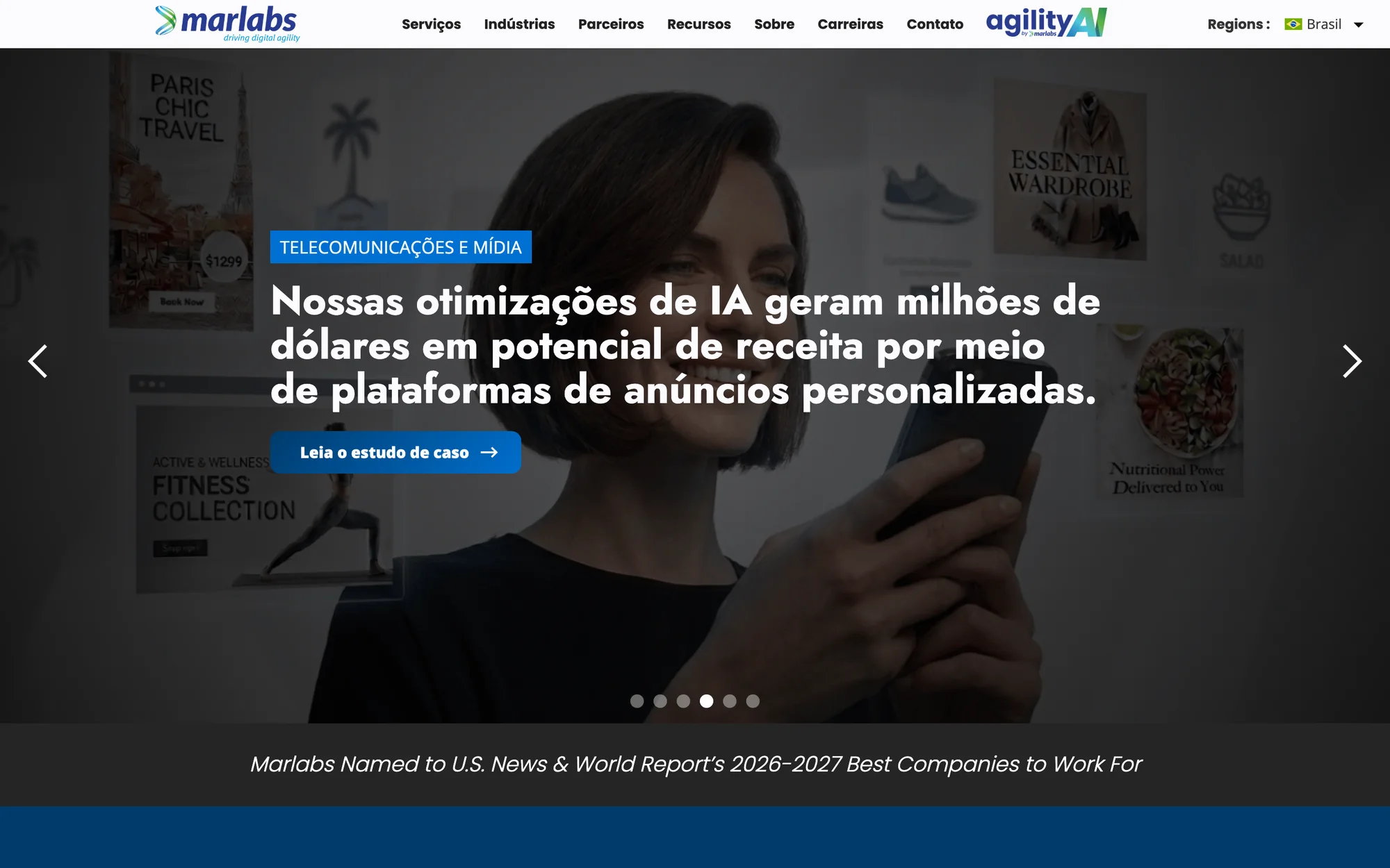 The Portuguese homepage for Brazil, with translated navigation and carousel